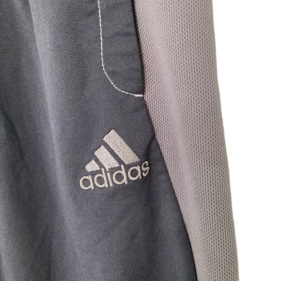 Adidas Black Gray Track Pants Mens Size Medium Classic Straight Leg Logo Active - Picture 4 of 10